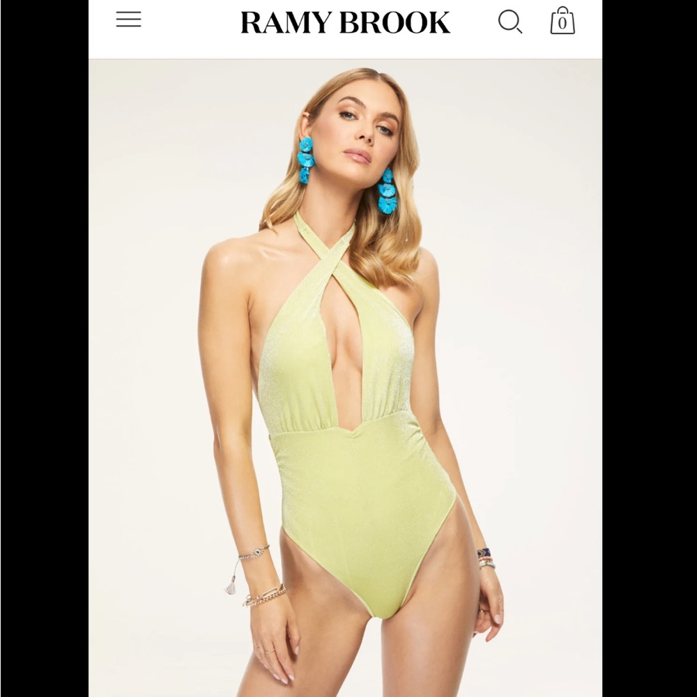 Green Ramy Brook Glitter Cross One Piece